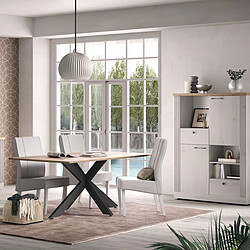 Avis JLC KREATION Table à manger moderne pied central coloris bois 180cm YANIS