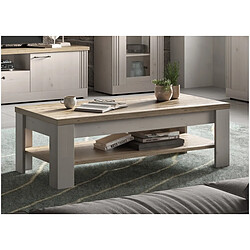 JLC KREATION Table basse moderne avec 2 plateaux en bois YANIS