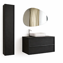 JLC KREATION Ensemble de salle de bain (meuble suspendu + vasque + miroir + colonne) 105cm LOIS