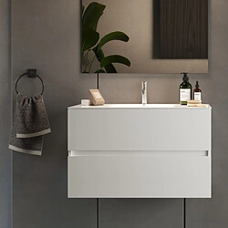 JLC KREATION Meuble suspendu salle de bain blanc + vasque 100 TANIA
