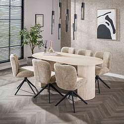Acheter JLC KREATION Table à manger ovale avec plateau céramique travertin ALINE