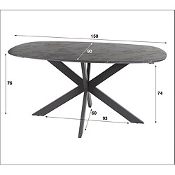 Acheter JLC KREATION Table à manger ovale en bois aspect céramique 150cm MAEVA