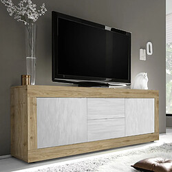 JLC KREATION Meuble TV bois et blanc 2 portes - 2 tiroirs 210cm CALIA 2