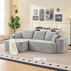 Merax Canapé D'angle-avec Méridienne-assise Profonde XXL-canapé Modulable-en Chenille-gris