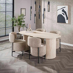 JLC KREATION Table à manger ovale avec plateau céramique travertin ALINE