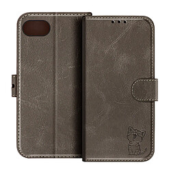 Avizar Étui Portefeuille pour iPhone 17e Motif Chaton avec Fonction Support Gris