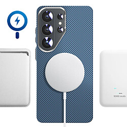 Avizar Coque pour Galaxy S26 Ultra Effet Aramide Compatible Qi2 / MagSafe / PixelSnap Bleu pas cher