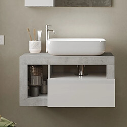JLC KREATION Meuble suspendu salle de bain gris béton et blanc L 80cm GAMA