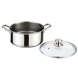 Cheffinger Marmite 20cm 3L avec Revêtement Nid d'Abeille Antiadhésif et Couvercle Argent