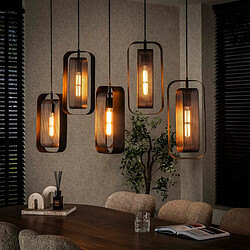 JLC KREATION Suspension industrielle en métal 5 lampes MARIA