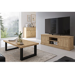 Avis JLC KREATION Table basse moderne en bois pied métal 130cm VALENTINE