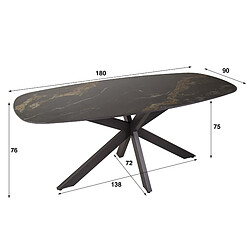 JLC KREATION Table à manger ovale en céramique avec pied central DANY pas cher