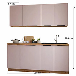 JLC KREATION Cuisine complète moderne beige et bois 180cm ELISA pas cher