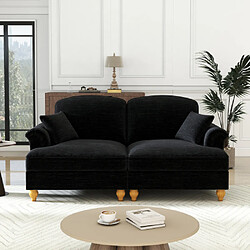Merax Canapé 2 Places-canapé Modulaire-cantonnière Amovible-en Chenille-noir