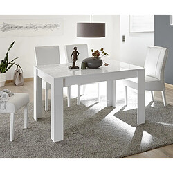 JLC KREATION Table à manger moderne laqué blanc 180cm SARA