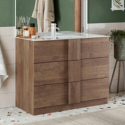 JLC KREATION Meuble salle de bain moderne en bois avec vasque 100cm TERRA