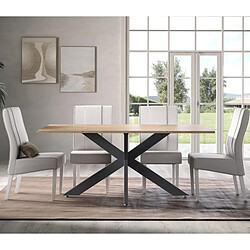 Acheter JLC KREATION Table à manger moderne pied central coloris bois 180cm YANIS