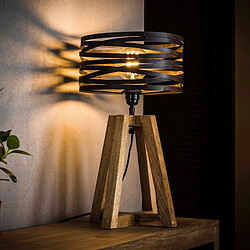 JLC KREATION Lampe à poser en bois naturel et métal WISH