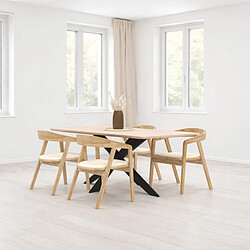 Acheter JLC KREATION Table à manger moderne pied central coloris beige 180cm EROS