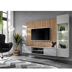JLC KREATION Ensemble meuble tv mural suspendu bois et gris GENES