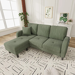 Merax Canapé D'angle-avec Méridienne-canapé 3 Places-en Coton Et Lin-design Modulable-vert