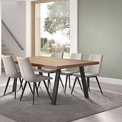 JLC KREATION Table à manger industriel en bois et pied métal 200cm PEDRO