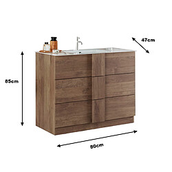 JLC KREATION Meuble salle de bain moderne en bois avec vasque 80cm TERRA