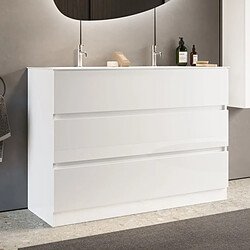 JLC KREATION Meuble salle de bain design blanc + vasque L 120cm TANIA