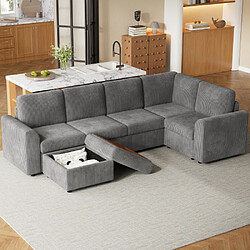 Merax Canapé D'angle-en Chenille-1 Tabouret-montage Facile-mousse Haute Densité-gris