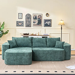 Merax Canapé D'angle-avec Méridienne-assise Profonde XXL-canapé Modulable-en Chenille-vert