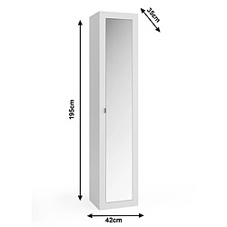 Acheter JLC KREATION Colonne de salle de bain 1 porte miroir laqué blanc H195cm CALIA