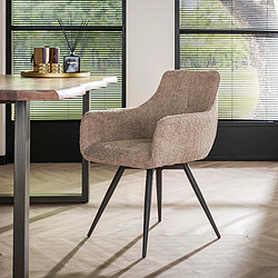 JLC KREATION Chaise pivotante avec accoudoir bouclé sable BABCIA (lot de 2)