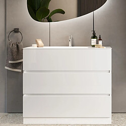 JLC KREATION Meuble salle de bain design blanc + vasque L 80cm TANIA