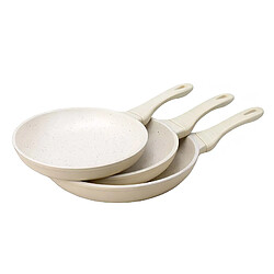 Cocktail Signature Signature Set de 3 Poêles 20 / 24 / 28cm avec Revêtement Minéral Antiadhésif Beige