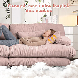 Merax Canapé Compressé-canapé Modulable 2 Places-avec 1 Repose-canapé D'angle Relax-salon-rose