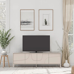 JLC KREATION Meuble TV moderne beige 4 portes 205cm EROS