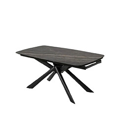 JLC KREATION Grande table en céramique extensible noir et or L180-280 cm CONSTANTINE