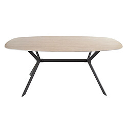 JLC KREATION Table à manger ovale en céramique effet travertin ESALIE