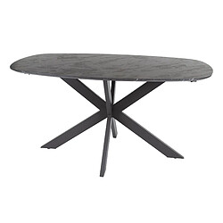 JLC KREATION Table à manger ovale en bois aspect céramique 150cm MAEVA