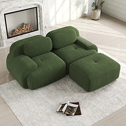 Merax Canapé Modulable 2 Places-canapé Compressé-canapé D'angle Relax-avec 1 Repose-pieds-vert