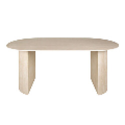 JLC KREATION Table à manger ovale avec plateau céramique travertin ALINE