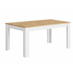 JLC KREATION Table à manger moderne laqué blanc et bois 180cm ARIA