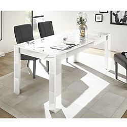 JLC KREATION Table à manger moderne laqué blanc 180cm CAPRI