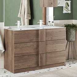 JLC KREATION Meuble salle de bain moderne en bois avec vasque 120cm TERRA