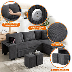 Merax Canapé Convertible - Canapé Lit 3 Places - Grand Espace De Rangement- Gris Foncé