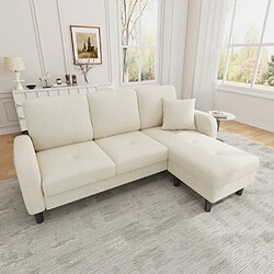 Merax Canapé D'angle-avec Méridienne-canapé 3 Places-en Coton Et Lin-design Modulable-beige