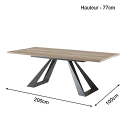 JLC KREATION Table à manger contemporaine fixe L 200cm décor chêne PERO pas cher