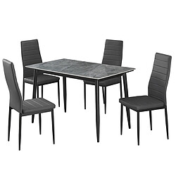 JLC KREATION Ensemble table à manger 120cm avec 4 chaises grises OSKAR