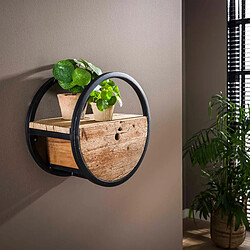 JLC KREATION Étagère murale en bois et métal avec tiroir CERCLO2