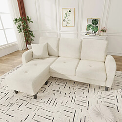 Merax Canapé D'angle-avec Méridienne-canapé 3 Places-en Coton Et Lin-design Modulable-beige